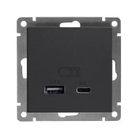 Розетка 2-м USB СП Афина тип А+С 5В 1х2.4А 2х4А механизм графит Universal А0059-Gr