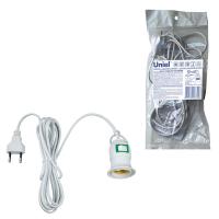 Патрон DLC-P-T50B/E27 2M WHITE подвесной с выключателем и штепсельной вилкой 200см цоколь Е27 бел. Uniel UL-00007434