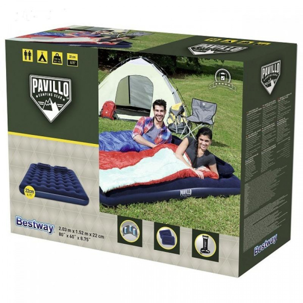Матрас надуаной 203х152х22см+ручной насос+2 подушки (67374) Bestway 6941607343982